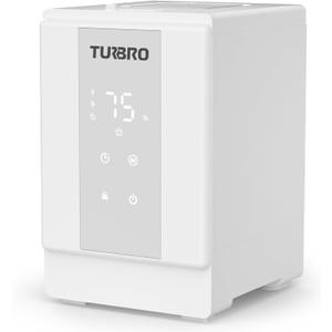 TURBRO 4L/1Gal 304 Stainless Steel Steam Humidifier, Warm Mist Humidifier for Bedroom Baby Nursery, 500 mL/h Output, Dishwasher Safe, Easy to Clean, ETL-certified Sleep Mode 1-12h Timer, GLS04