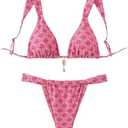 RoseSeek Women's 2 Piece Leopard Floral Bathing Suit Wireless Triangle Swimsuit High Waisted Bikini Sets, M
