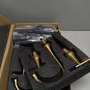 Bathroom Faucets for Sink 3 Hole, Hurran Brushed Gold Bathroom Sink Faucet with Pop-up Drain and Supply Lines, Stainless Steel Lead-Free Widespread Faucet for Vanity RV, 2 Pack