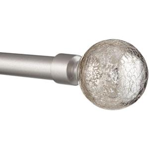 EXCLUSIVE HOME Silver Aged Sphere 1" Curtain Rod and Coordinating Finial Set, Gold, Adjustable 36"-72"