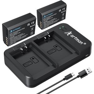 Artman LP-E10 Battery 2-Pack 1600mAh and Rapid Dual USB Charger for Canon LP E10, EOS Rebel T7 T6 T5 T3 T100, Kiss X50 X70 X80 X90, EOS 1100D 1200D 1300D 1500D 2000D 3000D 4000D Digital Cameras