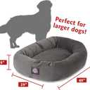 Majestic Pet 40 Inch Large Washable Dog Bed, Orthopedic Donut Cuddle Furniture for Big Dogs, Soft and Cozy Faux Suede Calming Pet Crate Pad & Mat, Fluffy Pet Bed - Gray