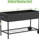 JWPEHOE 51 26 31.5 Inches Raised Garden Bed with Legs/Storage Shelf, Mobile Planter Box for Outdoor Plants, Elevated Garden Bed for Backyard, Balcony, Black
