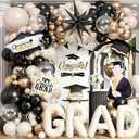 Graduation Balloons Arch Garland Kit, Graduation Party Decoration, Black Sand White Balloon Star Balloon Grad Foil Balloons Grad Banner for College School Class of 2026 Congrats Grad Party Supplies