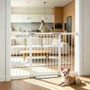 54.7"-60.2" Extra Wide Baby Gate for Doorways Hallways, 30 in Tall Dog Gates with Door No Drill, Auto Close Child Safety Gate for Pet Kid Doggie Cat Proof, Large Long Dog Barrier Indoor House, White