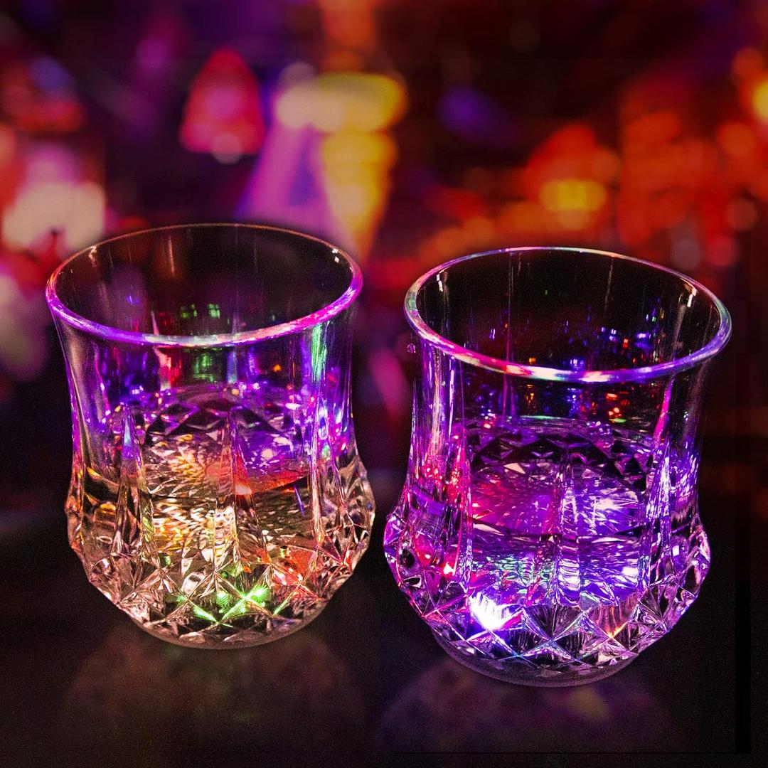 2 Packs Flash Light Up Cups Liquid Activated Multicolor LED Glasses Fun Light Up Drinking Shot Glasses,Glowing Wine Glasses Led Flashing Cups,Favors Adults Shot Cups for Party,Bar,Disco