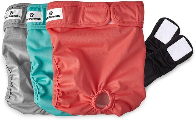 Pet Parents Washable Dog Diapers (3pack) + Extendrs of Durable Doggie Diapers, Premium Dog Diapers Female (Medium, Southern Belle) (Medium (14-20"))