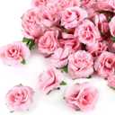 Kesote 50pcs Pink Roses Artificial Flowers Bulk, 1.6" Small Silk Fake Roses Flower Heads for Decoration, Crafts, Wedding Centerpieces Bridal Shower Party Home Decor