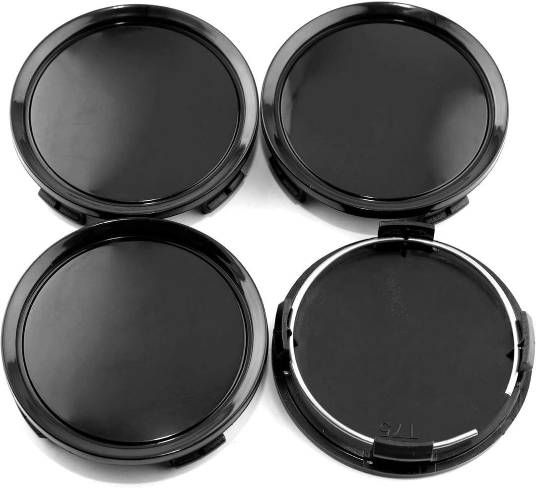 RTRHINOTUNING 4pcs 74mm(2.91in)/69.5mm(2.74in) Wheel Hub Center Caps Black Base for Replacement Auto Accessories