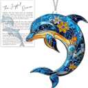 Beach Christmas Ornaments for Tree, Sea Turtle Acrylic Suncatcher Ornament with Story Card, Sea Turtle Gifts for Women, Beach Gifts for Women, Christmas Stocking Stuffers Ideas (Dolphin)
