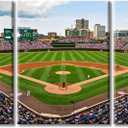 Framed Wall Art Wrigley Field in Chicago Wall Pictures for Living Room Baseball Field Skyline Canvas Paintings Sports Stadium Bedroom Wall Decor Modern Artwork for Office Ready to Hang - 36"Wx16"H
