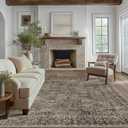 Area Rugs 9x12 for Living Room Bedroom, Vintage Machine Washable Stain Resistant Rug, Large Soft Low Pile Sage Charcoal Floor Mat with Non Slip Backing for Dining Room (Light Grayish Sage)