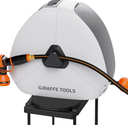 Giraffe Tools Retractable Heavy Duty Hose Reel, 1/2" x 130FT Automatic Rewind Garden Hose Reel with 360° Swivel Base, Ground Mounted for Lawn, Patio, Concrete Floor & Yard Watering