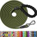 NTR 100FT Leash for Large Breed Dog, Long Leash with Swivel Lockable Hook, Padded Handle and Highly Reflective Thread, Pet Lead for Walking, Hunting,Camping, Backyard for Small Medium Large Dog (100ft*3/8", Olive)