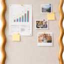 Wavy Linen Cork Memo Board, 17.7" x 23.6", Wood Frame, Decorative Pin Display Bulletin Boards for Walls, Home Office Kitchen (Natural)