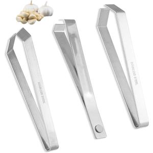 3 x 3pcs Stainless Steel Garlic Peeler, Garlic Skin Remover Garlic Tweezers Simple Fish Bone Tweezers Portable Garlic Peeling Clips Prevent Garlic Smell on Your Hands Tool for Cooking Kitchen