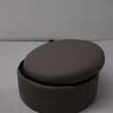Wimarsbon Round Storage Ottoman Foot Stool Modern Faux Leather Vanity Stool with Solid Wood Frame&Metal Legs,Compact Footstool Dressing Stool Footrest for Living Room Bedroom or Entryway (Grey)