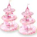 NatNarr 2 Pack Princess Birthday Party Decorations Pink Castle Cupcake Stand Princess Party Decorations Cupcake Holder for Girls Kids Baby Shower Birthday Party Supplies