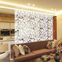 LRZCGB Hanging Room Divider,12pcs PVC Screen Panel with Butterfly Flower Bird for Living Dining Study Sitting-Room Hotel Bar Decoration(White)