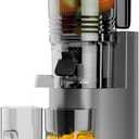 Cold Press Juicer, 5.4" Wide Feed Chute Juicers with 350w Power Motor, Slow Masticating Juicer Machine with High Juice Yield for Whole Vegetables & Fruits, Easy to Clean, Black Gray