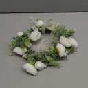 Women Floral Crown Bridal Flower Headband Hair Wreath Floral Headpiece Halo Boho with Ribbon Party Prom Wedding Photos White