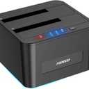 FIDECO Hard Drive Docking Station, USB 3.0 SATA HDD Docking Station for 2.5 & 3.5 inch SATA HDD/SSD, Dual Bay, Support Offline Clone and UASP