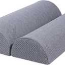 2PCS Knee Pillow for Sleeping, Half Moon Bolster Pillow for Neck, Legs, Ankle Foot & Knee Support, High Density Foam for Leg Elevation (19.6''x6.7''x3.5'', 19.6''x7.8''x4.3'') (Grey)