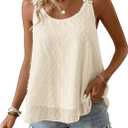 Womens Tank Tops Flowy Sleeveless Summer Boho Tank Top for Women Casual Crewneck Strap Lace Camisole Shirts (Small, Apricot)