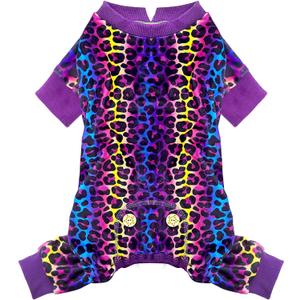 KYEESE Dog Pajamas Velvet Dog Pajamas Small Sized Dogs Soft Dogs Clothes Pet Coat Stretchy Doggie Pjs Pet Costume with Leopard Pattern Comfy Doggie Jammies Onesie, Medium (Medium (11-15lbs))