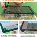 Magnetic Fish Tank Cover with Feeding Window Green Frame Grey Fiberglass Mesh, DIY Fish Tank Lid for Preventing Fish from Jumping Out and Reptile Escaping Adjustable Size Fit Tank Size Max 35''X19''