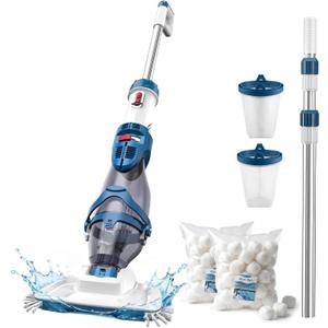 ENHULK Cordless Pool Vacuum, Upgraded Dual Mode, 22 GPM Powerful Suction, 13.4" Wide Head & 98.4" Telescopic Pole, 4 Filter Units, 1H Runtime, Handheld Pool Cleaner for Above/Inground Pools, PC20