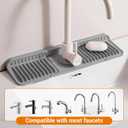 ZJWZLG Faucet Mat for Kitchen Sink, 17.7"X5.5" Silicone Sink Splash Guard with Soap Holder, Snap-On Design & 7slope Fast Drain, Folding Sink Faucet Mat for Universal Kitchen Bathroom SinkGrey (Gray)