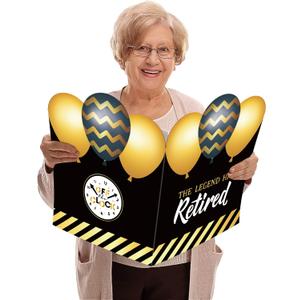 4 x WATINC Retirement Party Jumbo Greeting Card Decorations, Official Congrats Retired Message Greeting Card Guest Book Farewell Party Supplies, Signature Goodbye Poster for Office Coworker Men Women (Black Gold)