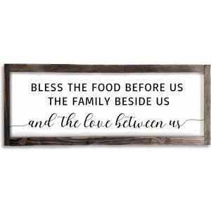 Dazingart Bless The Food Before Us Sign, Farmhouse Dining Room Wall Art, Rustic Christian Kitchen Dinning Prayer Wall Decor Housewarming Gift For New Home (bless food)