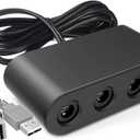 Gamecube Adapter for Nintendo Switch Gamecube Controller Adapter and Wii U and PC, Super Smash Bros Retro Gamecube Controller Adapter Support Turbo and Vibration Features with 180cm USB Cable