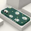 LEECG for Samsung Galaxy S21 Case, Floral Creative Sides Fashionablee Designs Soft Silicone Slim Phone Cover for Samsung S21, Daisy Green