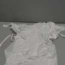 Sexy Split Mesh Lace Floral Sheer Babydoll Lingerie Outfit Dress 2 Piece with Thong Set (Medium, Long White)