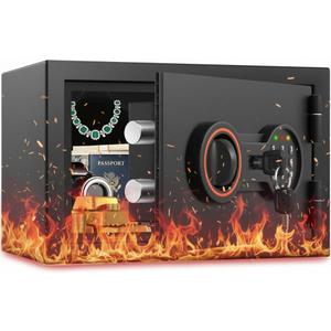 [ . ] Small Fireproof Safe for Home, 14.8Lbs Heavy Duty Fire Safe Box for Office & Home Security, with Alarm System, Sensor LED Light, Wall Mountable, Mini Safes for Home Use