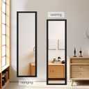 Beauty4U Full Length Wall Mirror - Explosion-Proof, Rectangular Float Framed for Room Decor, 50" x 14", Black