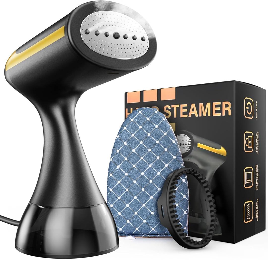 Steamer for Clothes  Handheld Clothing Steamer with 20s Fast Heat-Up, 300ML Water Tank, Includes Fabric Brush, Lint Remover & Ironing Glove for Home & Travel Use