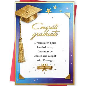 2 x Missonemi Graduation Card, Congrats Graduate Card, Inspirational Graduation Greeting Card, Elegant Graduation Congratulations Card for High School College Graduate, Meaningful Grad Card