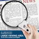 Large Magnifying Glass with Light, Magnifier Handheld Illuminated Lighted Magnifier with 3 LED Lights 1 UV Light Storage Bag Clean Cloth for Seniors Reading Inspection