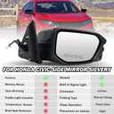 Passenger Side Mirror Compatible with 2016 2017 2018 2019 2020 2021 Honda Civic Sport Touring Sedan Coupe Mirror with Camera Turn Signal Heated Power Black(13 Pins)