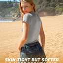 BAMBOO COOL Women's Skin-Tight Soft T-Shirts Short Sleeve Slim Fit Tops for Women Cute Basic Tees (XX-Large, Grey)