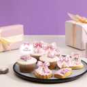 2 x 36Pcs Pink Bow Cupcake Toppers, Sweet Bow Cupcake Decorations, Single Bride Engagement Wedding Girls Baby Shower Party Supplies