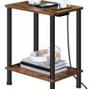 HOOBRO Side Table with Charging Station, Small End Table with USB Port and Outlet, Nightstand with 2-Layer Storage Shelves for Small Spaces, Living Room, Bedroom, Stable Frame, Rustic Brown BF09UBZ01