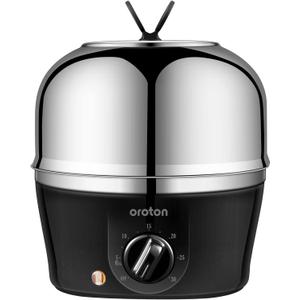 Oroton 304 stainless steel inside and outside Rapid Egg Cooker, 9 Egg Capacity Electric Egg Cooker for Hard Boiler Eggs,Poacher Eggs,Scrambled Eggs,Hard Boiled Auto Shut-Off,30 Minutes Timer Settings