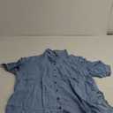 Astylish Women 2025 Denim Shirt Summer Oversized Short Sleeve V Neck Button Down Chambray Blouse Top with Pocket M