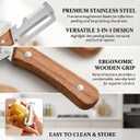 2 x Vegetable Peeler for Kitchen Multifunctional Stainless Steel Peeler with Wooden Handle & Bottle Opener, Durable for Fruits and Vegetables