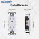 ELEGRP 15 Amp Tamper Resistant White Electrical Wall Outlet, 125V, UL Listed, 20 Pack